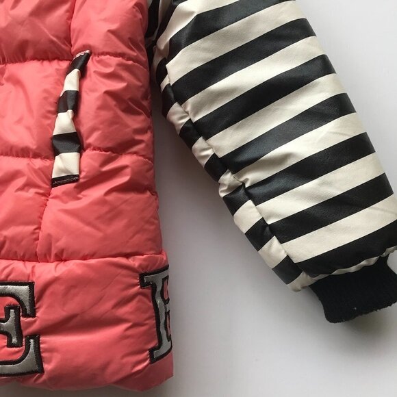 Weilong Girls Pink Stripes, cute hooded, fluffy lined, Jacket - says L looks M - Picture 10 of 16
